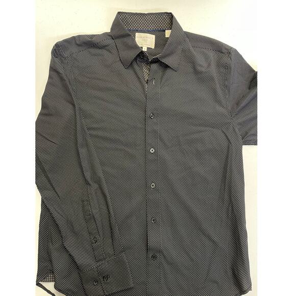 Men’s Medium Construct Shirt, black with white Polka Dots - Picture 1 of 8